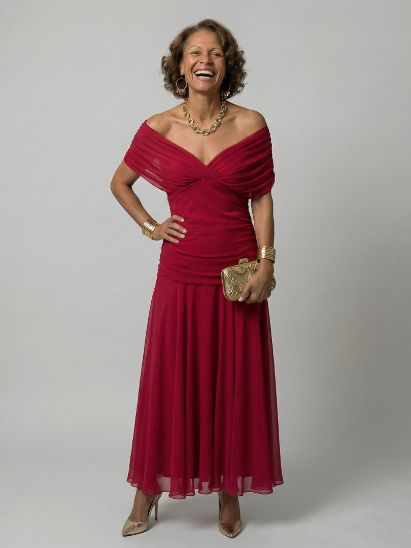 Calen | Off Shoulder Flow Midi Dress