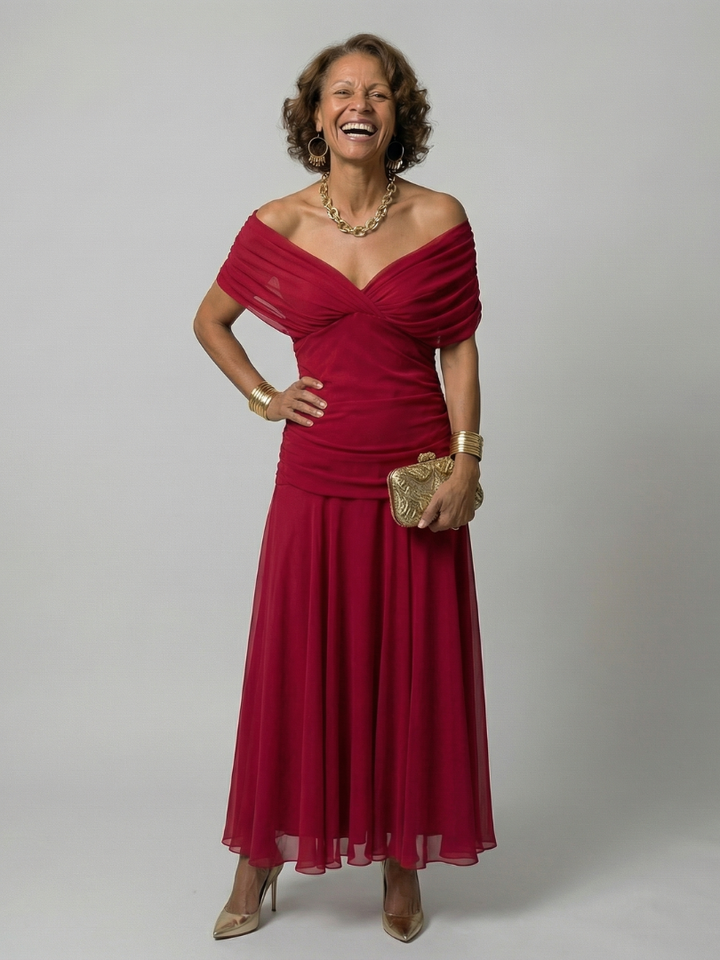 Calen | Off Shoulder Flow Midi Dress