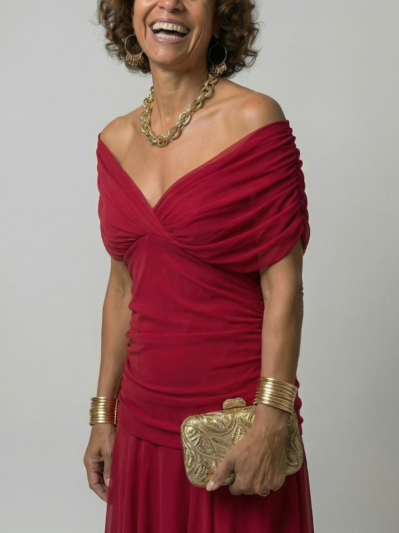 Calen | Off Shoulder Flow Midi Dress