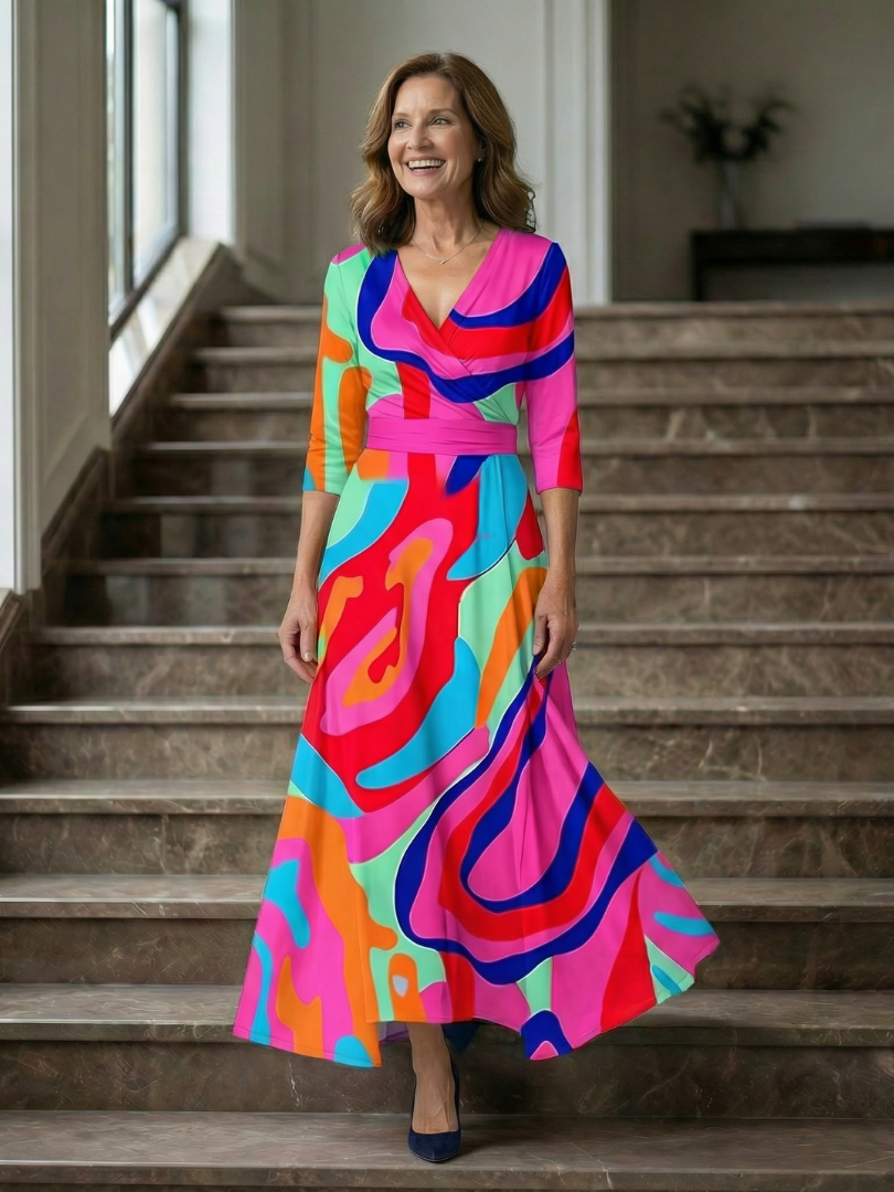 Celine | Cross Wrap Neck Midi Dress