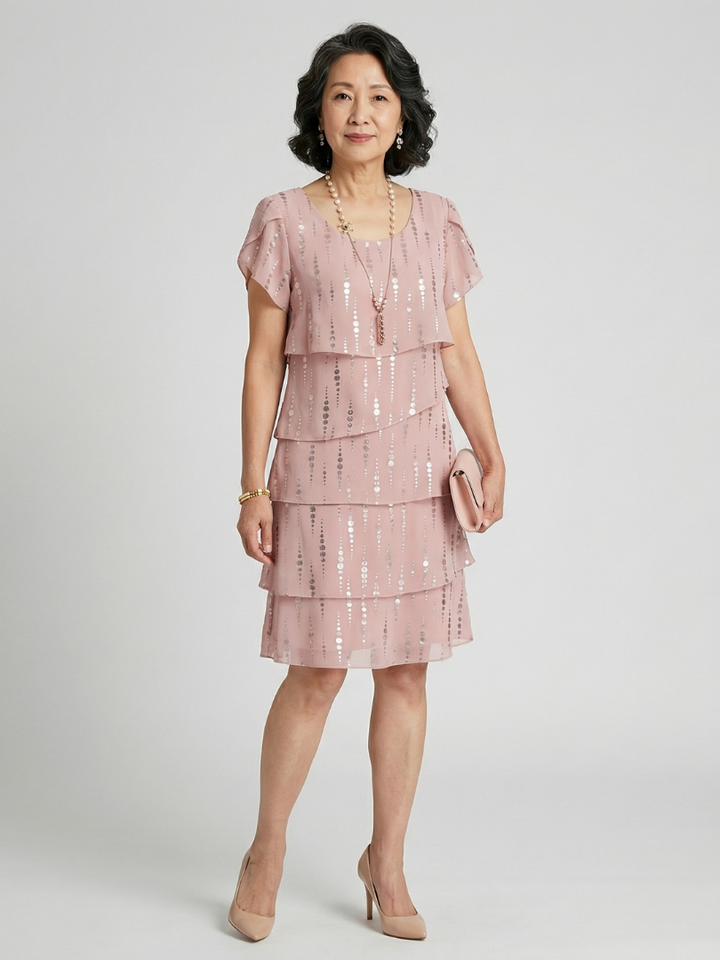 Makena | Poised Dot Line Knee Length Dress