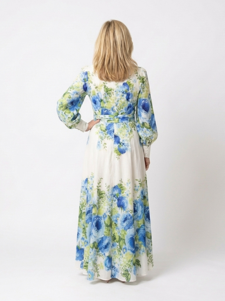 Harper | Long Sleeve Floral Button Front Maxi Dress