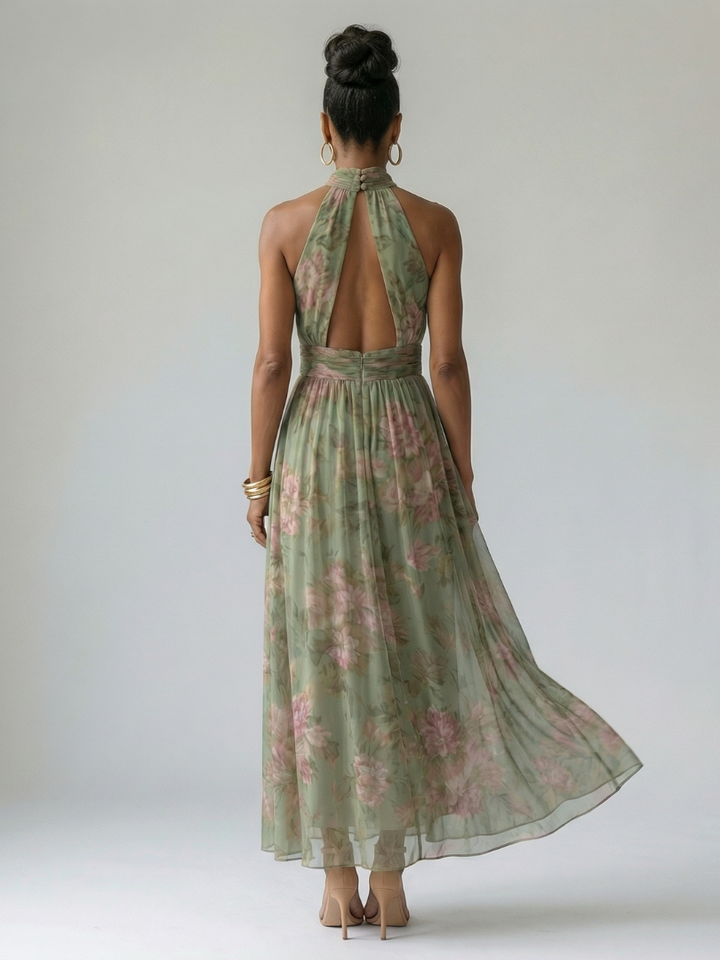 Mirelle | Gathered Halter Midi Dress