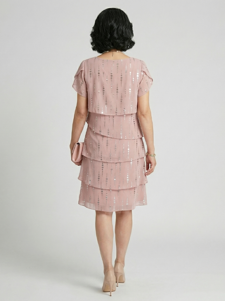 Makena | Poised Dot Line Knee Length Dress