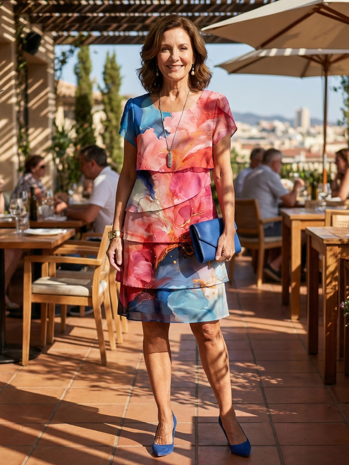 Mira | Poised Marble Knee Length Dress