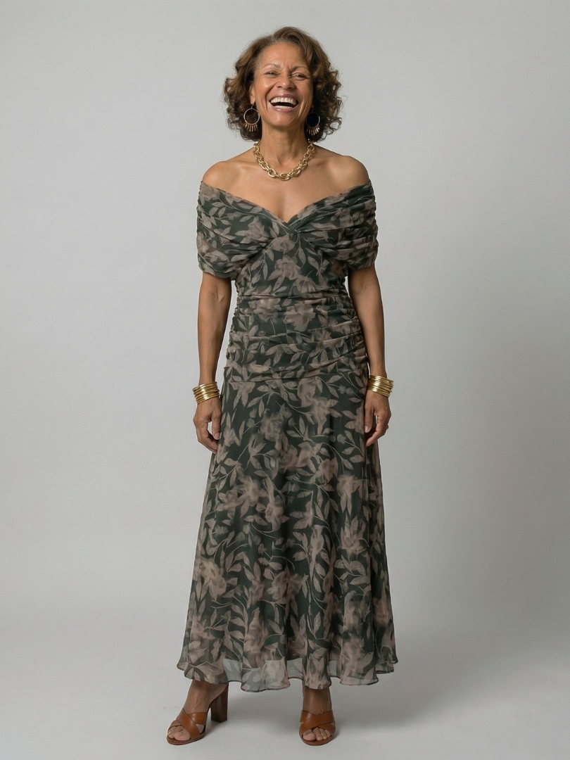 Calen | Off Shoulder Flow Midi Dress